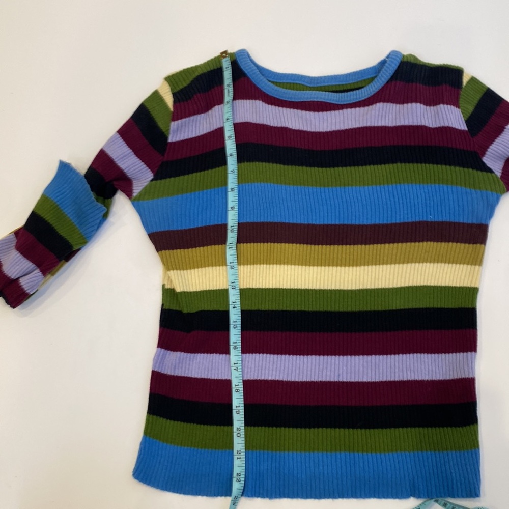 Vintage Y2K Colorful Striped Color Block Pullover Sweater Sz Lg Ribbed - Picture 6 of 8
